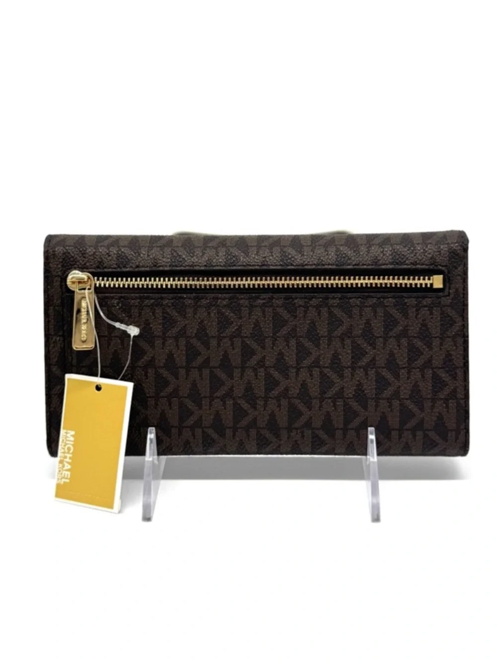 Michael Kors Large Trifold Wallet Brown Signature